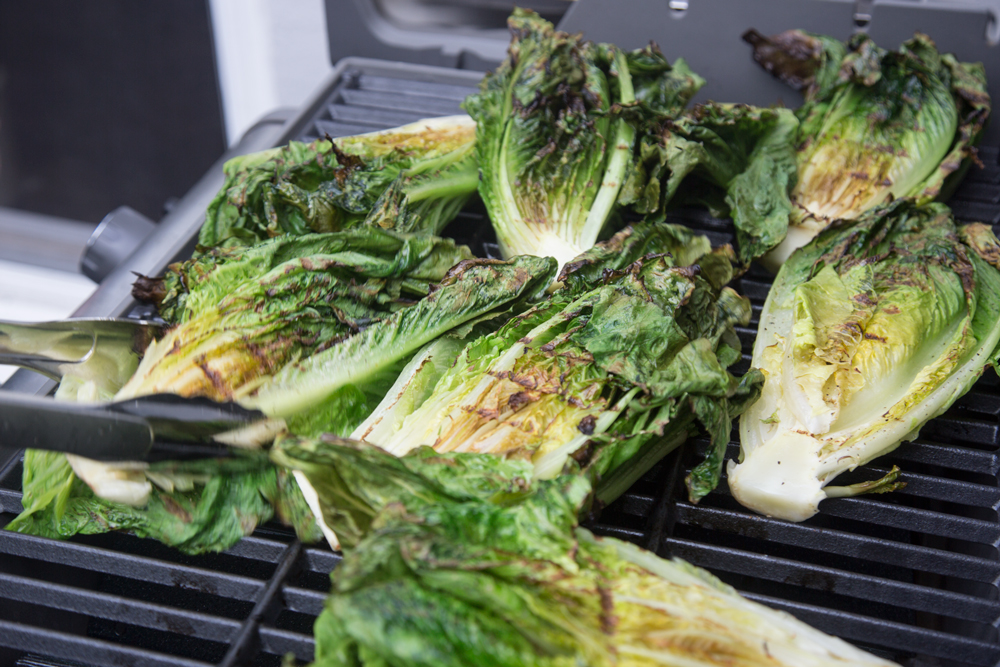 Grilled Romaine With Tahini and Ramp Dressing