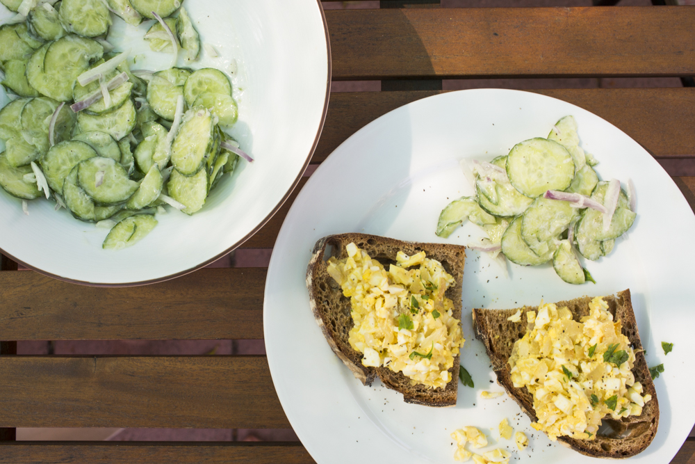 Alexa Karolinski’s Egg Salad + Yogurt Cucumbers